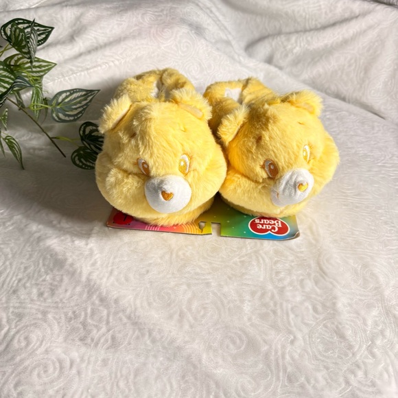 Care Bears Shoes - Care Bears Yellow Plush Slippers Cozy Teddy Bear Face NWT
